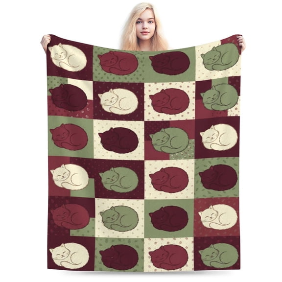 Cat Blanket, Abstract Feline Design Blanket, Soft Decorative Blanket for Every Cat Lover 50x40