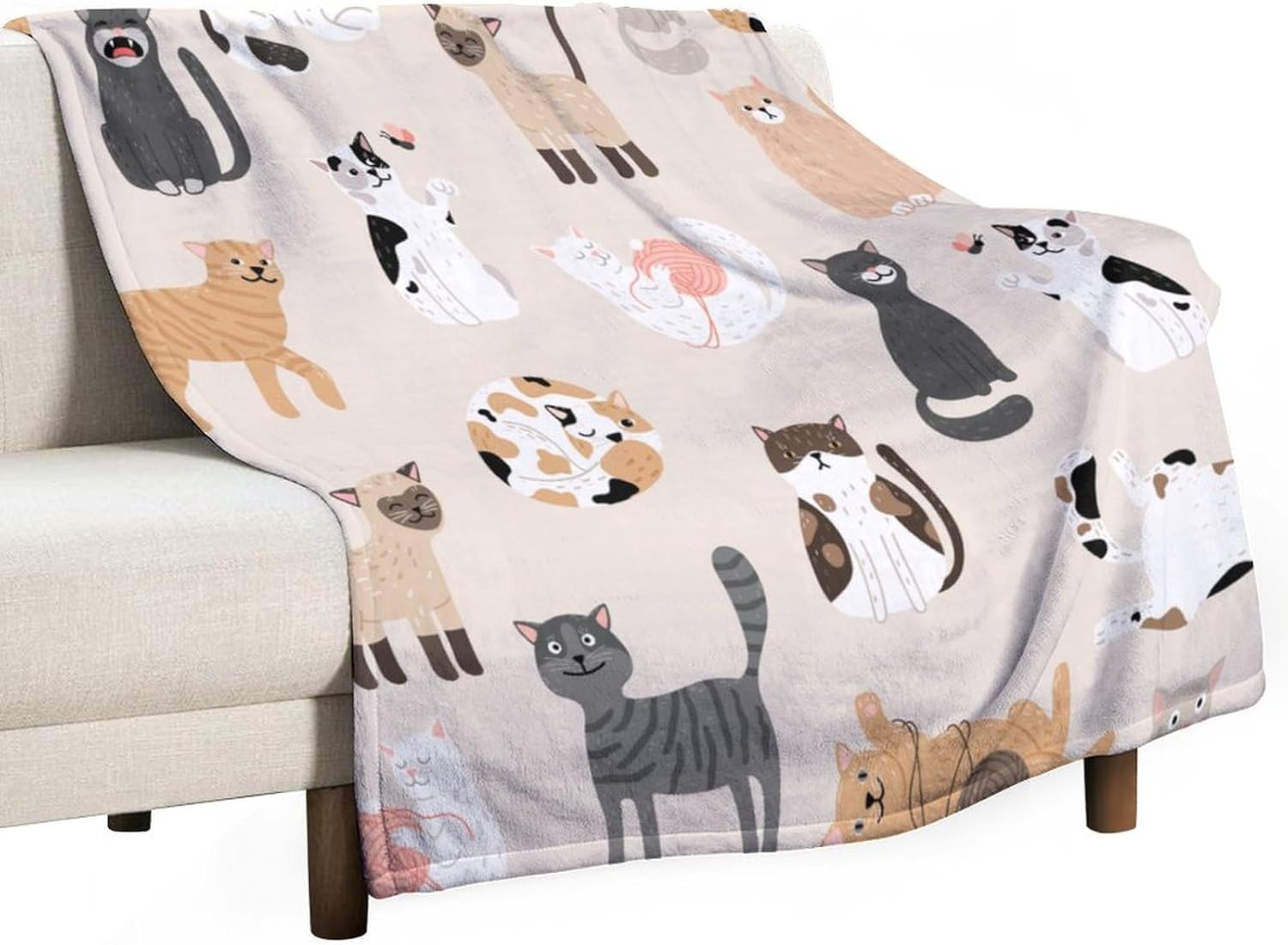 Cute Cartoon Cat with Windmill Blanket