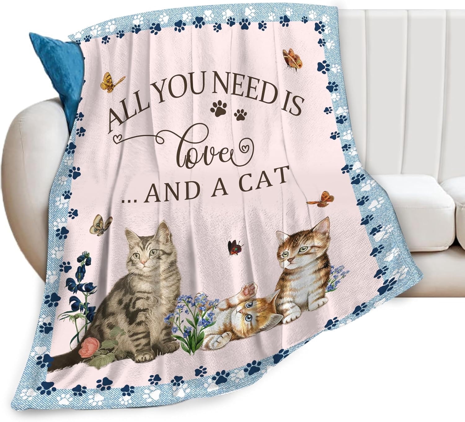 Cat Blanket Cat Throw Blanket Soft Fleece Flannel Bedding Cat Gifts for Women Men Boys Girls Lovers Adults Lovers Stuff Plush for Couch Sofa Bed Room Decor 60"X80"