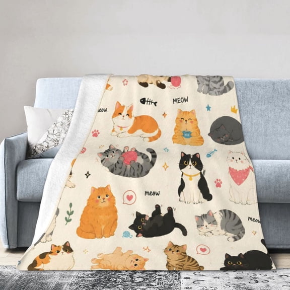 Cat Blanket Gift Throw Blanket Cute Kawaii Kitty Gift for Women Cat Lovers Home Decor 50x40