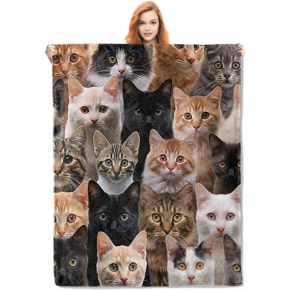Cat Blanket Gifts for Women Girls Soft Warm Lightweight Cozy Animal Cute Cats Throw Blankets for Bed Living Room Sofa Travel Home Decor 50 x 60 Inch