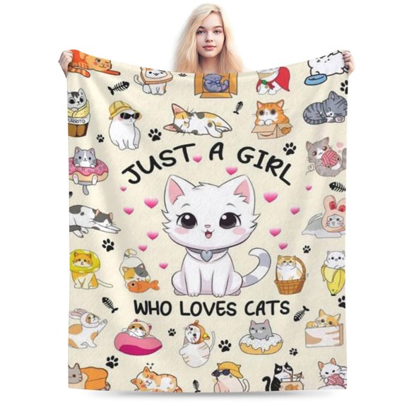 Cat Blanket Soft Cozy Warmth Flannel Cat Throw Blankets 50x40