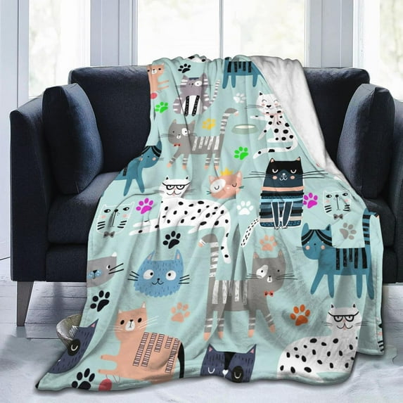 Cat Blanket Super Soft Flannel Throw Blanket Cat Gifts for Cat Lovers Cozy Lightweight Blankets for Women Kids Adults 50"X 40"