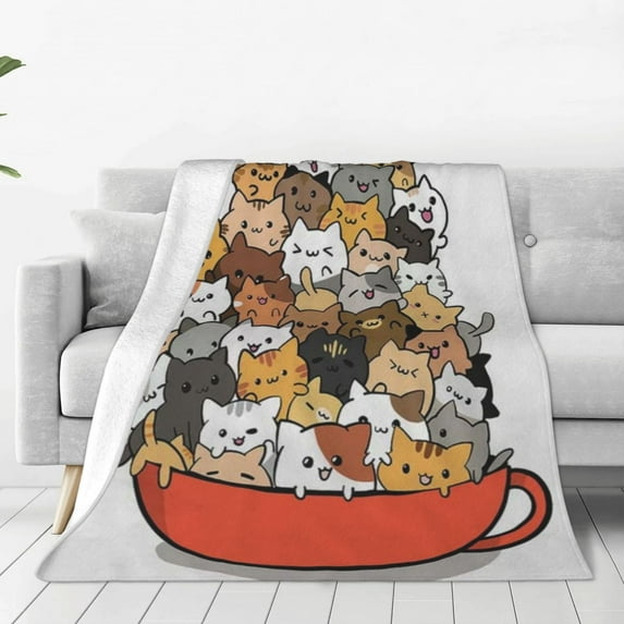 Cat Blankets Super Soft Blanket Pet Bed Sofa Blanket Funny Cat Gifts for Sofa Bedding Kids Adults (50" X 40")