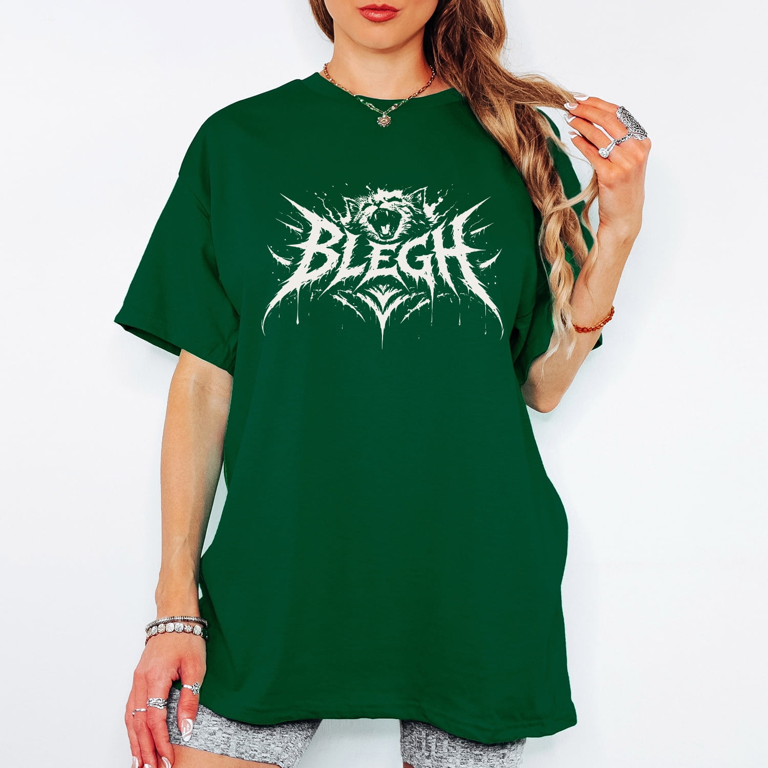 Cat Blegh Metal Band T-Shirt, Funny Heavy Metal Cat Graphic Tee, Rock ...