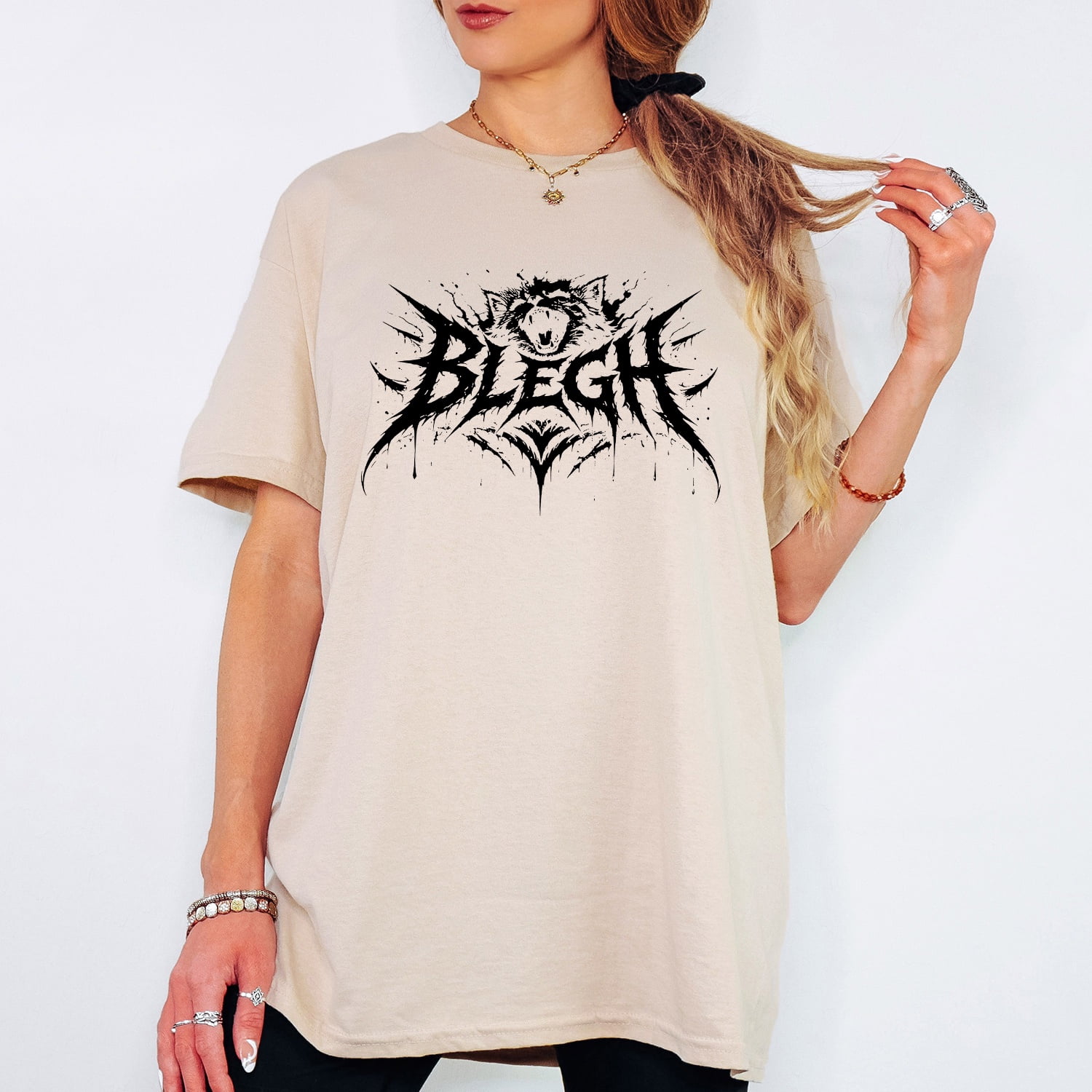 Cat Blegh Metal Band T-Shirt, Funny Heavy Metal Cat Graphic Tee, Rock ...