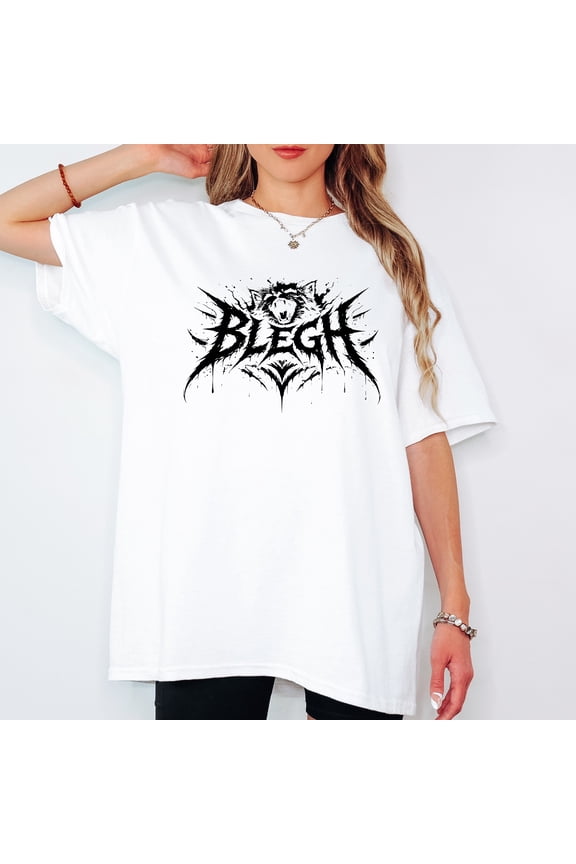 Cat Blegh Metal Band T-Shirt, Funny Heavy Metal Cat Graphic Tee, Rock Music Meme Shirt, Gothic Cat Lover Gift, Unisex Alternative Band Style Sizes S-5XL - Multicolor
