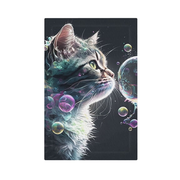 Cat Blow Bubbles Light Switch Cover Decorator No Device Blank Wall Plate 1-Gang Receptacle Outlet Decor