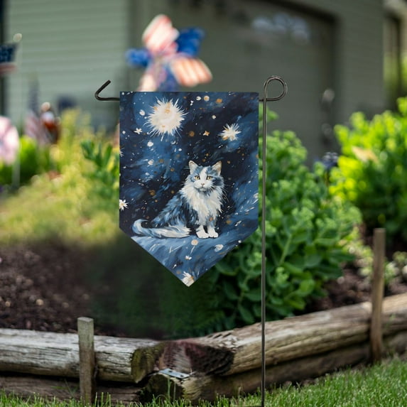 Cat Blue Garden Flag 18" x 12.5" Double Sided Yard Lawn Outdoor Decor Small Yard Flags
