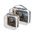 thumbnail image 1 of Cat Boat Sea Clear Cosmetic Bags with Handles PVC Toiletry Bags Zipper Waterproof Portable for Traveling 2 Pcs, 1 of 7