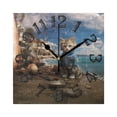 thumbnail image 1 of Cat Boat Sea Wall Clock Square Silent Non Ticking Battery Operated Clock for Home Bathroom Kitchen Bedroom Living Room, 1 of 8