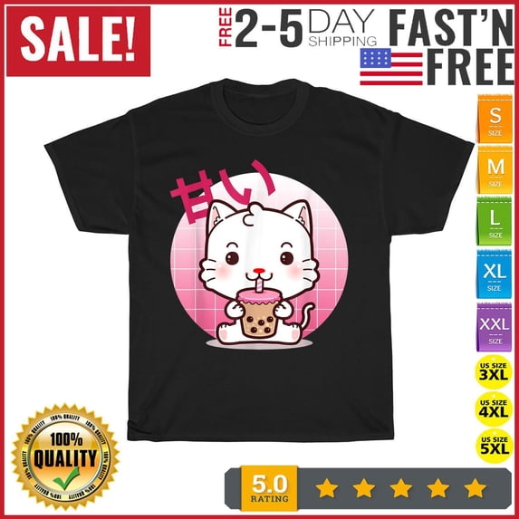 Cat Boba Tea Bubble Tea Anime Kawaii Neko Gifts Girls Teens T Shirt Men Women