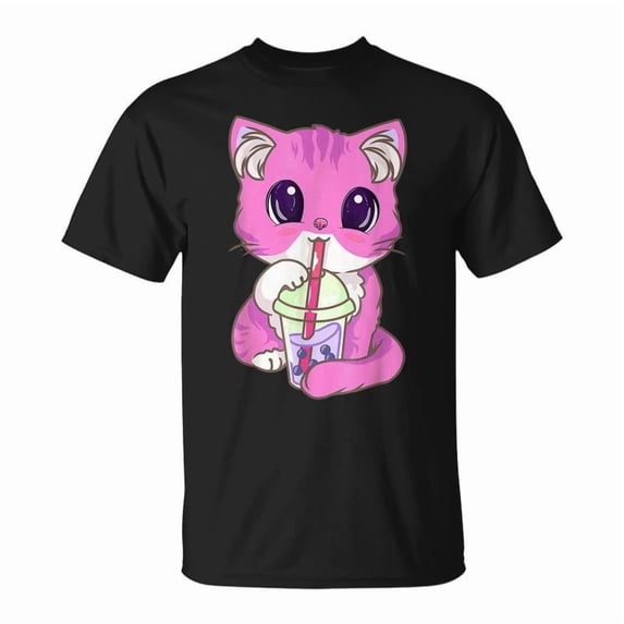 Cat Boba Tea Bubble Tea Anime Kawaii Neko Girls Ns V2 TShirt - Walmart.com