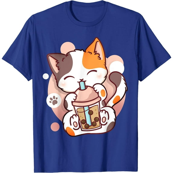 Cat Boba Tea Bubble Tea Anime Kawaii Neko Unisex T-Shirt for Men Women Kids Toddler