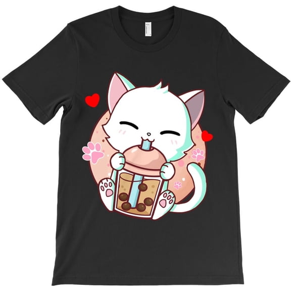 Cat Boba Tea Bubble Tea Funny Kawaii Anime Japanese Neko Girl Gift - Durable Stitching H37309 Unisex T-Shirt, Up to 5XL Available