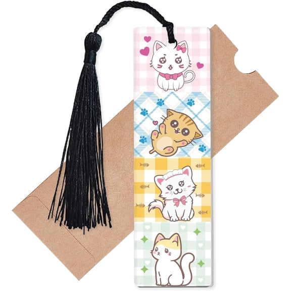 Cat Bookmarks Acrylic Bookmarks with Tassels Rectangle Book Markers Tag Page Markers Kitten Book Mark for Cat Lover Craft School Students Book Lovers Gift Reading Accessories