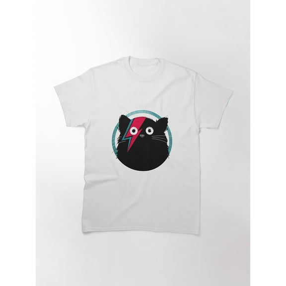 Cat Bowie Graphic Tee White S-5XL 100% Cotton T Shirt Mens Classic Rock Music Vintage Design Top Short Sleeve Crew Neck Soft Breathable Casual Wear Graphic Tees David Bowie Inspired Tops Cool Cat Lov