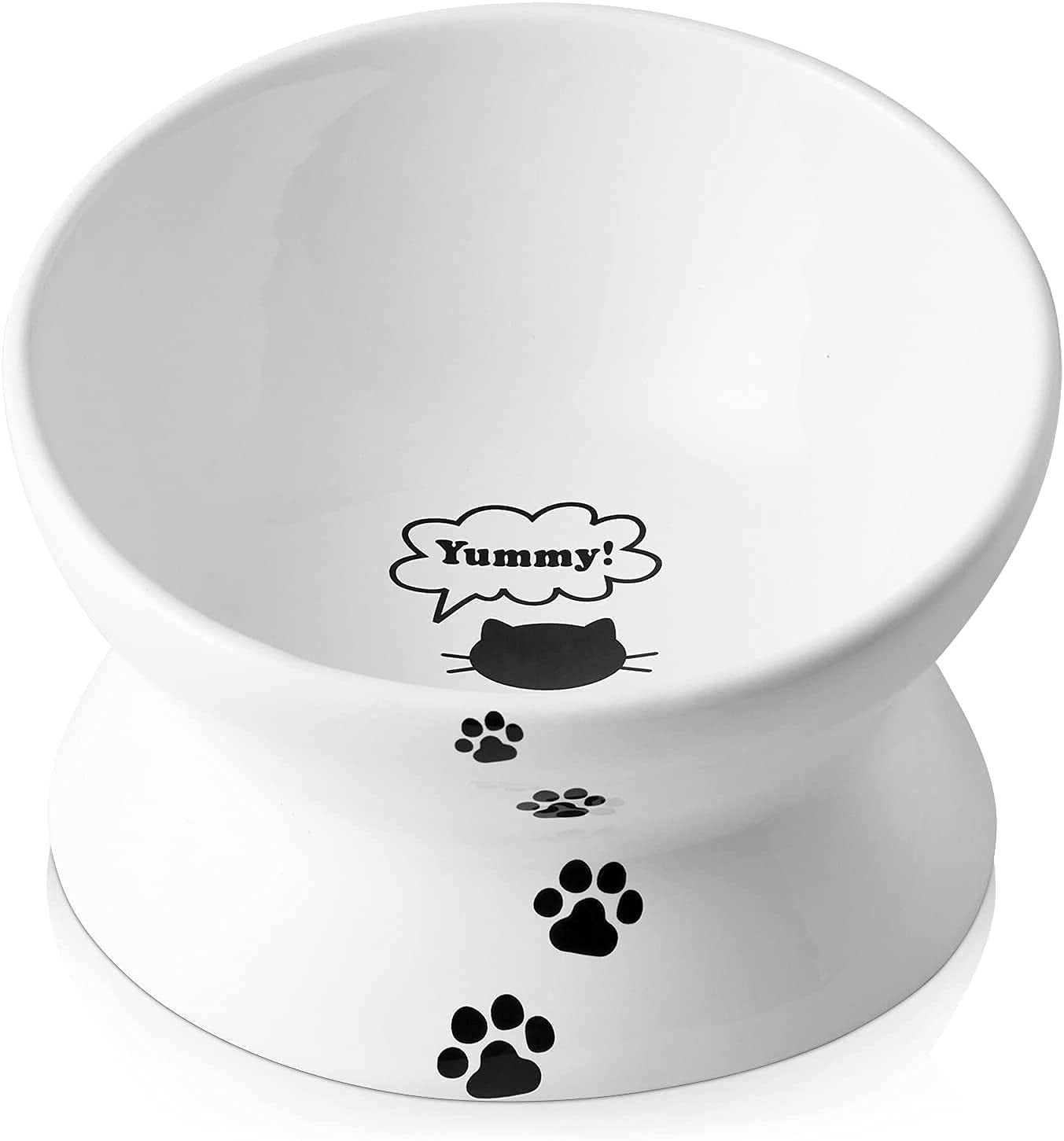 Elevated Ceramic Cat Bowls - Tilted Ergonomic Design For Easy Eating, Anti-Vomit, Spine & Whisker Friendly (Green)