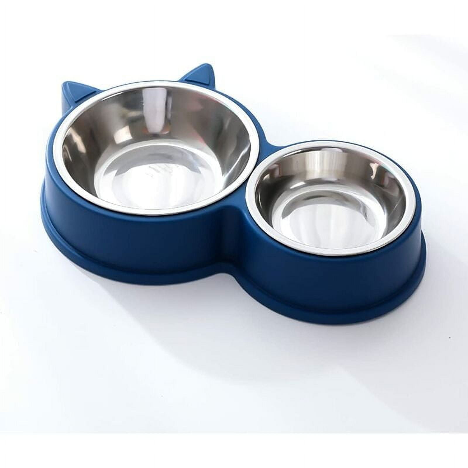 Cat Bowl, Double Bowls, Stainless Steel Cat Bowl Set, Feeding and Drinking Bowls for Cats