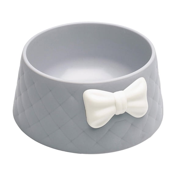 Cat Bowl Indoor Cats Feeder Anti Slip Practical Modern Bow Tie Decorated Durable Water Bowl Cats Feeding Dishes for Pet Supplies Kitten Dogs Gray