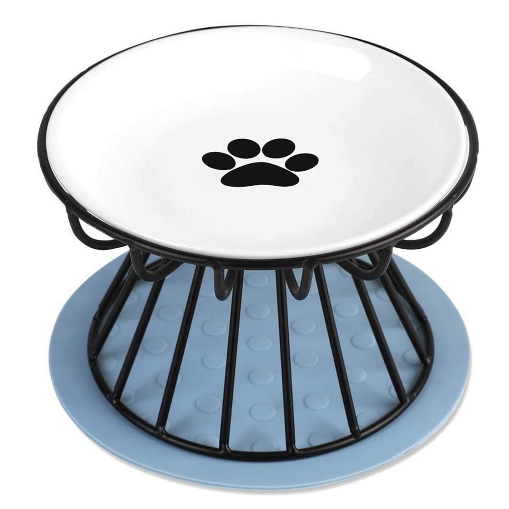 Ceramic Raised Cat Bowls With Stand & Mat - Anti Vomit Design - View #4