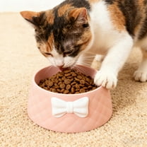 Cat Bowl with Bow Tie for Food and Water,250ml Non-Slip Cat Dish Prevents Whisker, Cute Pet Food Bowl for Cats and Small Dogs （Pink）