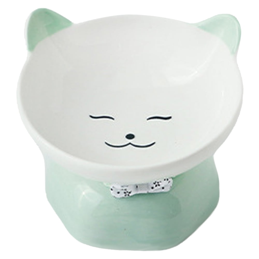Cat Bowls Ceramic Raised Cat Bowl Tilted Protect Cat's Spine, Stress