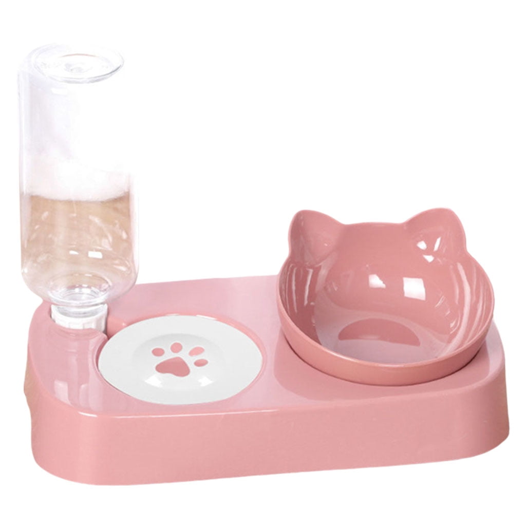 Double Cat Dog Bowls 2 in 1 Food and Water Bowls Dish with Moat for Small  Medium Size Dogs Cats Large Pink
