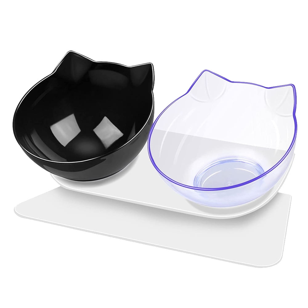 Cat Bowls Elevated Cat Food Water Bowls Set, 15° Tilted Raised Cat