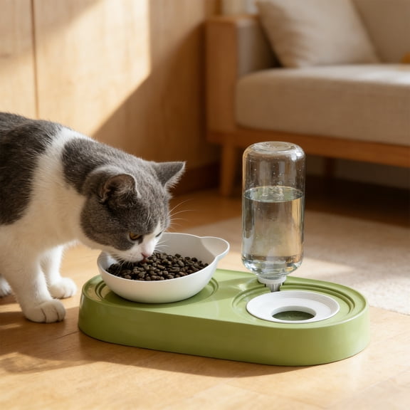 Cat Bowls, Two In One Non Slide Detachable Food Grade Pet Feeder Easy Clean Plates for Dogs Cats Dry Wet Food Water, Perfect for Travel Home Dog Dishes