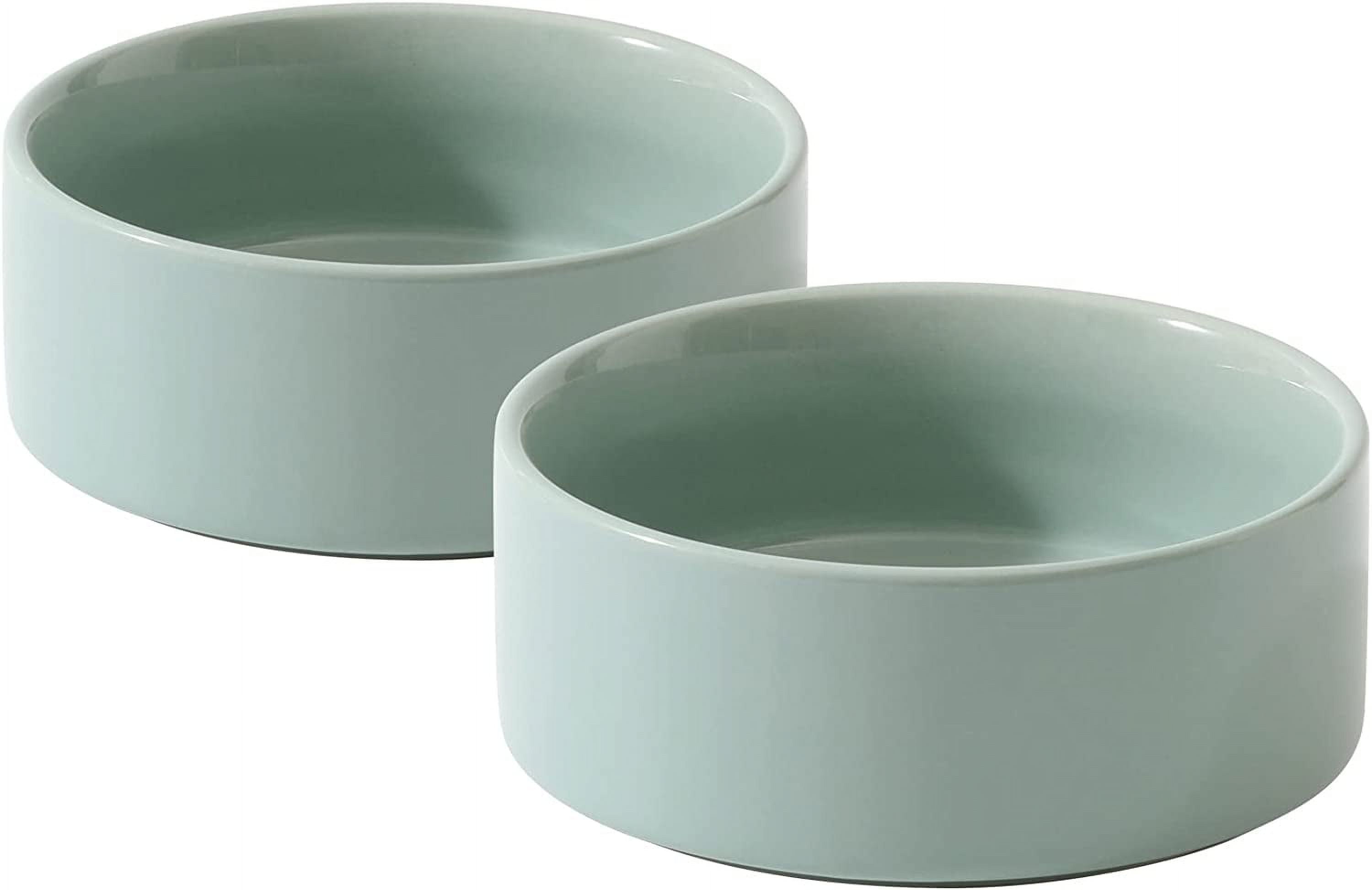 Cat Bowls Water Bowl Set of Two, 5.1” Ceramic Cat Food and Water Bowl Whisker Friendly Pet Food Bowls for Indoor Cats, Wide Cat Water Dish Prevent Whisker Fatigue Non Slip Cat Feeder