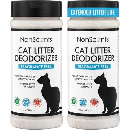 Cat Box Deodorizer - Odor Eliminator - Reduces Scooping, Extends Litter Lifespan - Fragrance-Free, Fresh Scent - 2-Pack