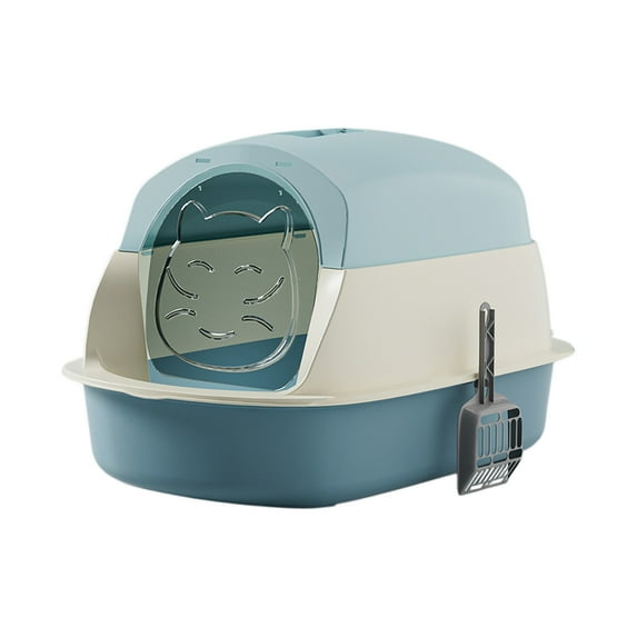 Cat Boxes for Indoor Cats, Cat Litter Box with Lid with Litter Scoop, Enclosed Odor-Proof Box with Lid, High Sided Anti-Urine Leakage and Easy Cleaup Large Boxes,Blue