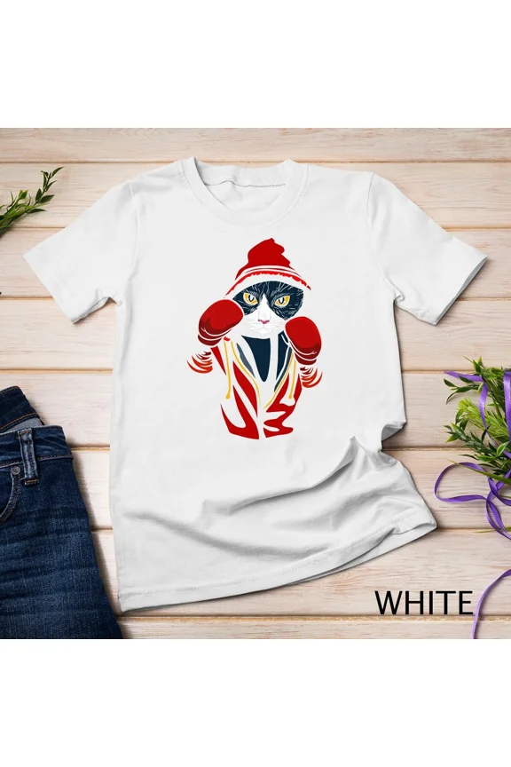 Cat Boxing Shirt Creative Animal Lovers Cool Boxer Gift Unisex Tshirt