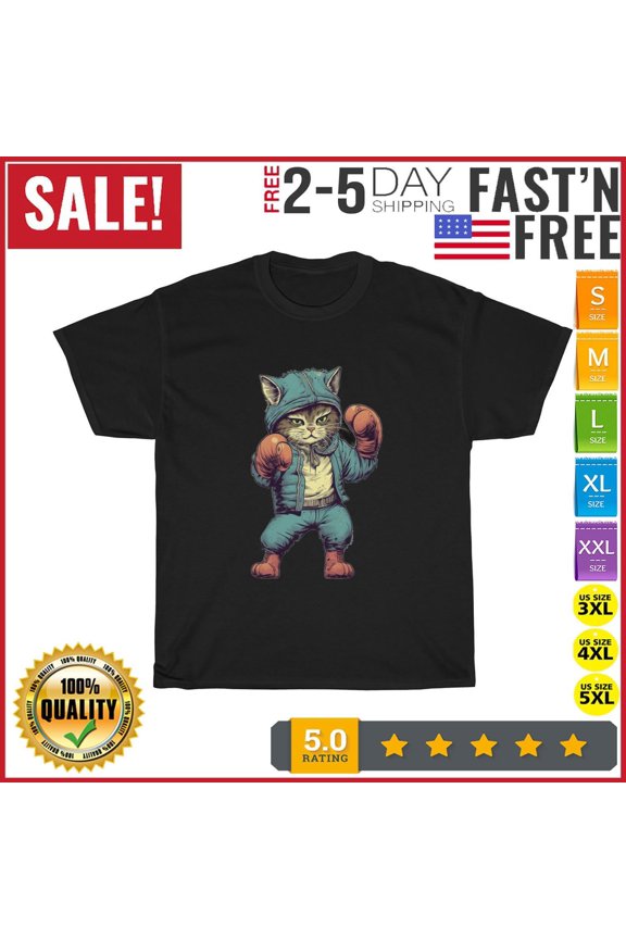 Cat Boxing Vintage T Shirt Men Fashion 2023 Women T Shirt Short Sleeve