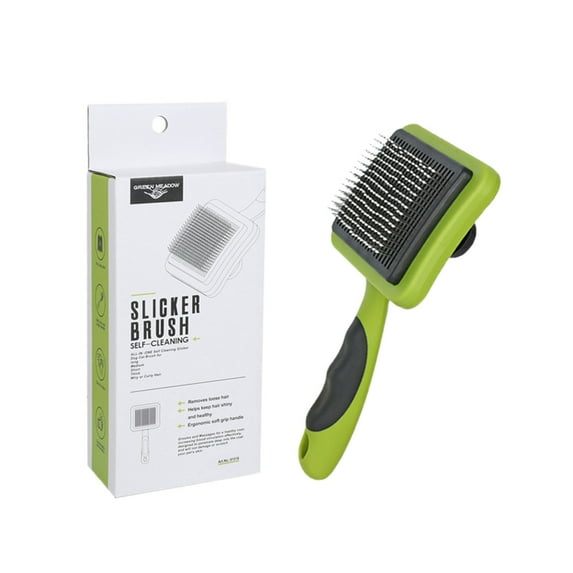 Cat Brush Dog Brush with Release Button for Shedding, Self Cleaning Cat Comb Hair Brush for Indoor Cats, Dog Deshedding Brush Grooming Kit, Pet Supplies Hair Remover Tool(Green)