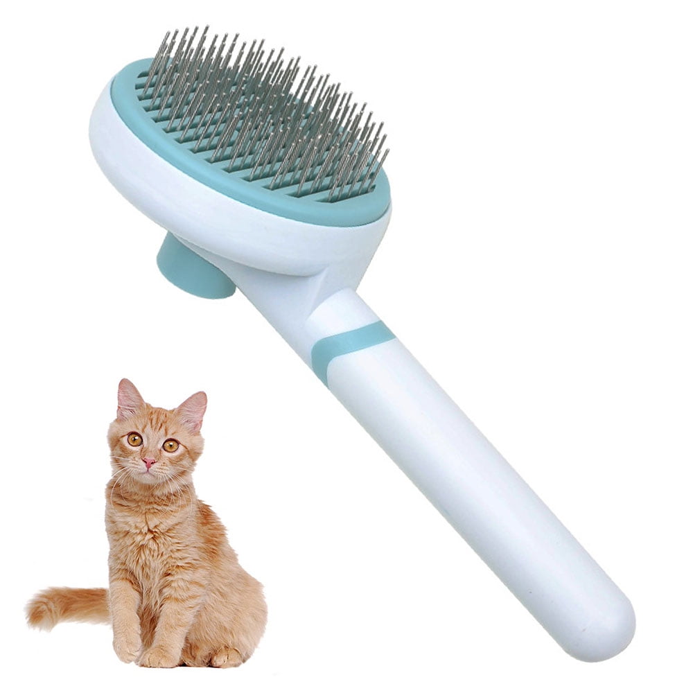 Cat Brush for Shedding and Grooming, Self Cleaning Brush for Short or ... - Rubber Cat Brush For Shedding Fur