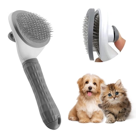 Cat Brush with Release Button - Effective Hair Removal Tool for Indoor Pets with Long or Short Hair, Say Goodbye to Loose Fur and Tangles