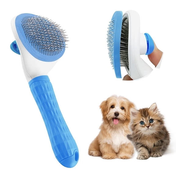Cat Brush with Release Button - Effective Hair Removal Tool for Indoor Pets with Long or Short Hair, Say Goodbye to Loose Fur and Tangles