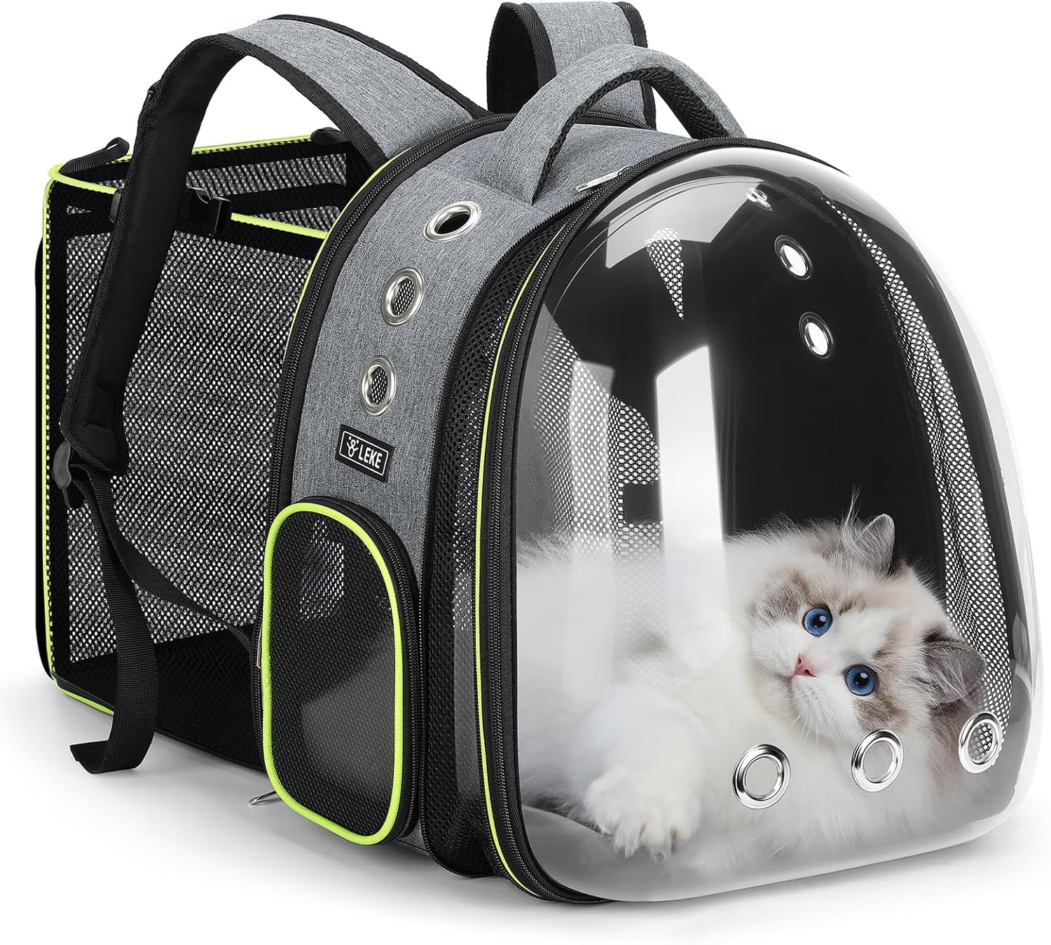 Cat Bubble Backpack Carrier - Expandable Large Space Cat Backpack for Kitty Small Dog up to 18lbs, Transparent Pet Carrier for Travel, Hiking, Walking & Outdoor, Gray