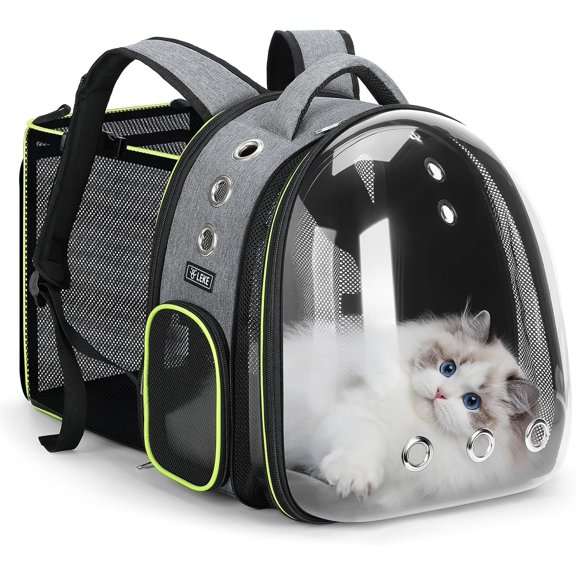 Cat Bubble Backpack Carrier - Expandable Large Space Cat Backpack for Kitty Small Dog up to 18lbs, Transparent Pet Carrier for Travel, Hiking, Walking & Outdoor, Gray