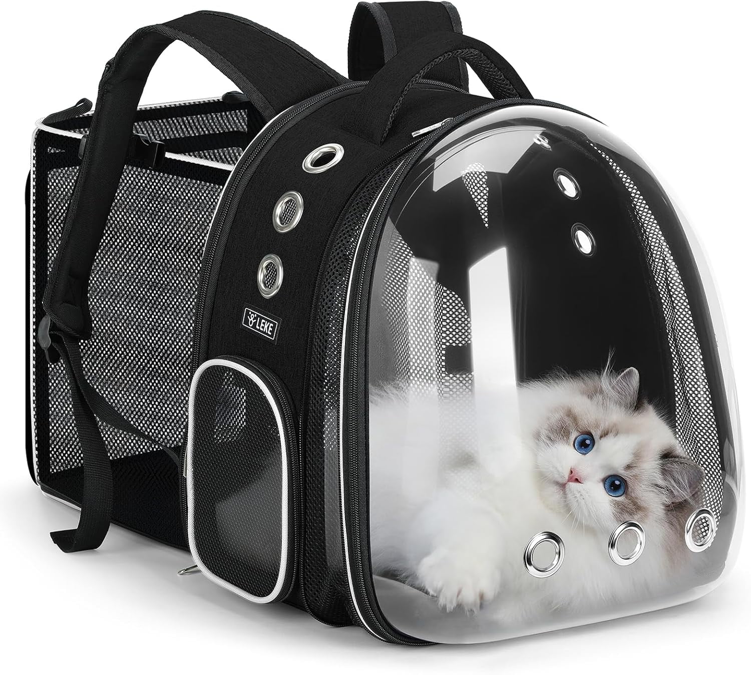 Cat Bubble Backpack Carrier - Expandable Large Space Cat Backpack for Kitty Small Dog up to 18lbs, Transparent Pet Carrier for Travel, Hiking, Walking & Outdoor, Gray