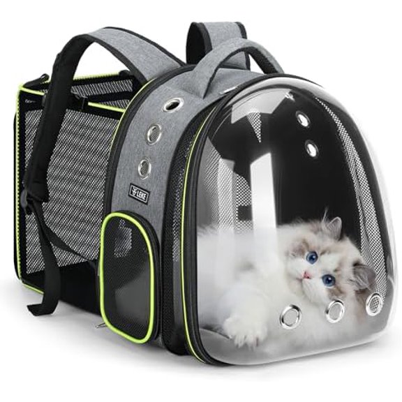 Cat Bubble Backpack Carrier - Expandable Large Space Cat Backpack for Kitty Small Dog up to 18lbs, Transparent Pet Carrier for Travel, Hiking, Walking & Outdoor, Gray