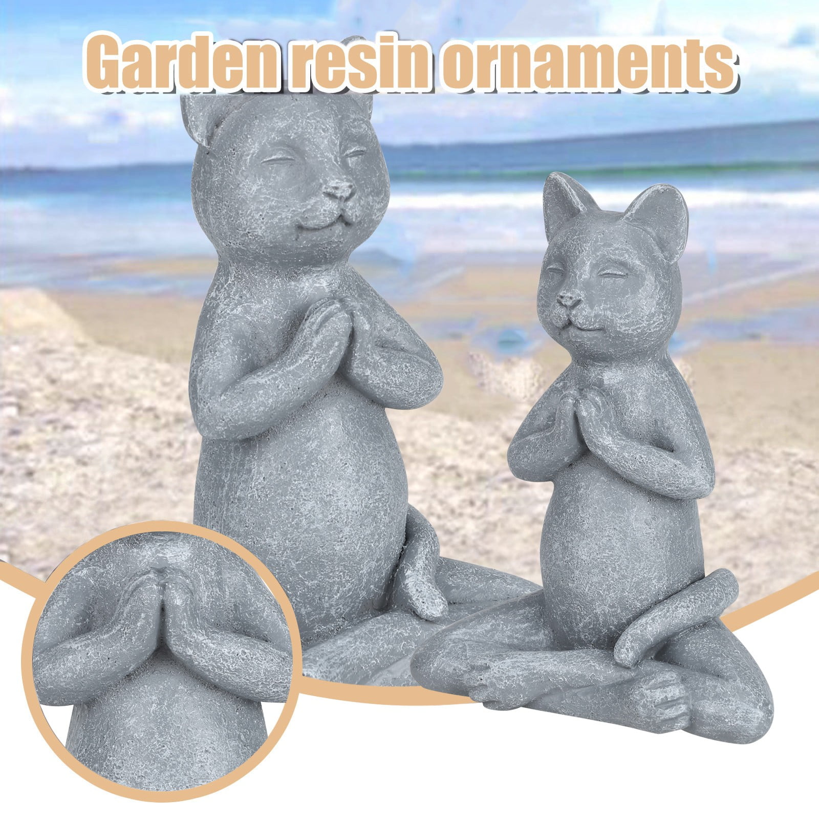 Cat Buddha Meditation Cat Statue Garden Outdoor Sculpture Decoration