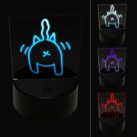 Cat Butt Doodle LED Night Light Sign 3D Illusion Desk Nightstand Lamp