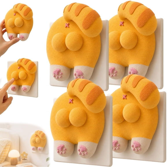 Cat Butt Light Switch Cover, 3D Printed Funny Cat Balls Light Switch Cover | Double Rocker Plate Decor for Bedroom, Kitchen Bathroom & Dorm, Hilarious Novelty Gift for Cat Lovers(1Pc)