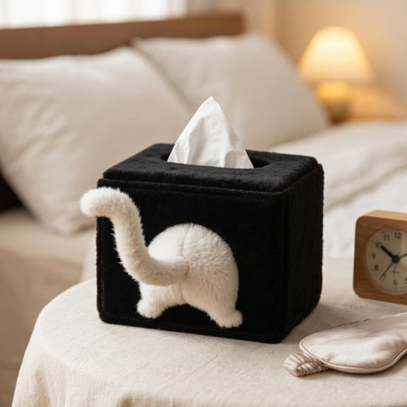 Cat Butt Plush Tissue Box Holder – Funny Animal Cover for Car, Home, Office, Cute Soft Dispenser(RL 1 PC)