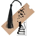 thumbnail image 1 of Cat Butterfly Bookmarks Clear Acrylic Bookmarks with Black Tassels Transparent Rectangle Book Markers Tag for Office School Students Book Lovers Supplies Graduation Gift 1.3 x 4.6Inch, 1 of 7
