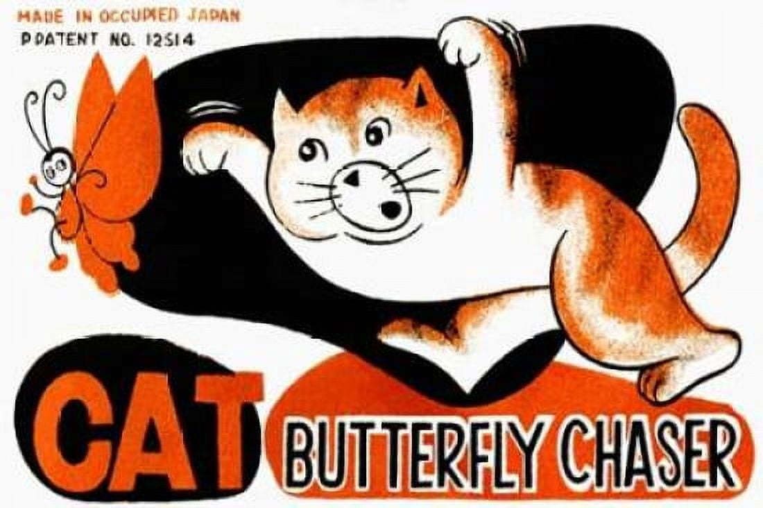 Cat Butterfly Chaser Canvas Art - Unknown (24 x 36)