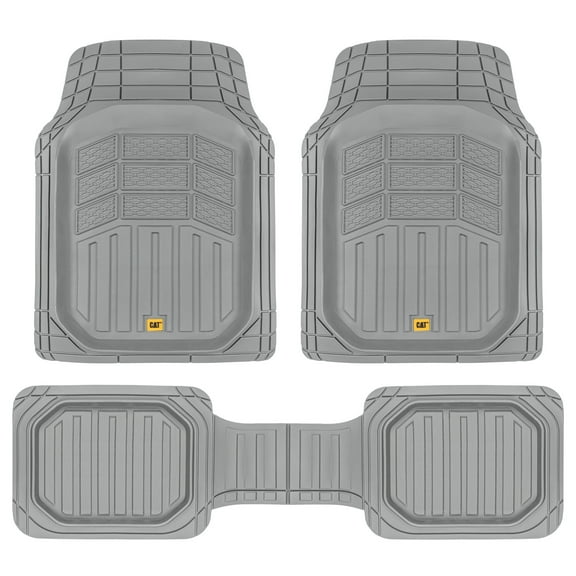CAT Gray Car Floor Mats Full Set - Universal Heavy Duty Trim To Fit Floor Mats For Trucks - Car Mats & SUV Floor Liners for Car - All-Weather Truck Accessories & Odorless Rubber Automotive Floor Mats